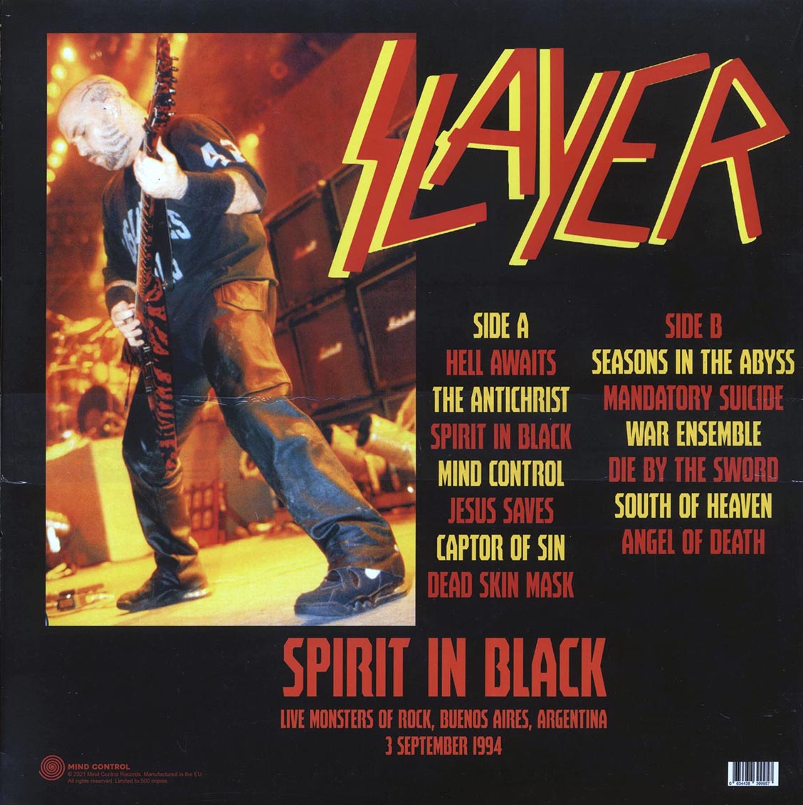 Slayer - Spirit In Black: Live Monsters Of Rock, Buenos Aires, Argentina 3 September 1994 (ltd. 500 copies made)