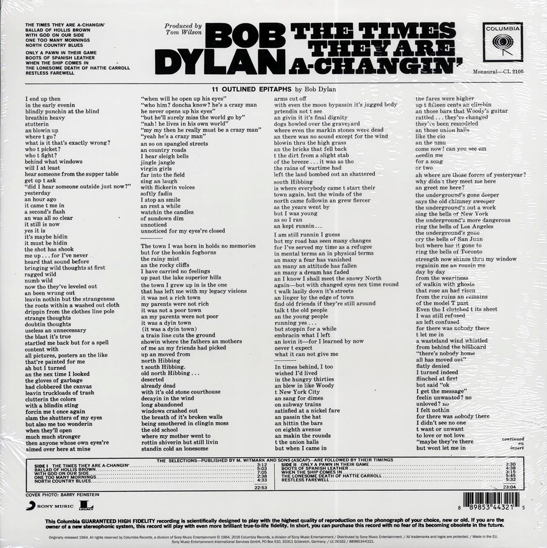 Bob Dylan - The Times They Are A-Changin' (mono) (180g)