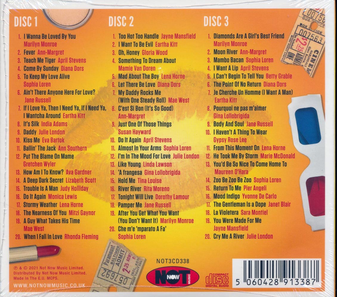 Marilyn Monroe, Jayne Mansfield, Ann Margret, Jane Russell, Sophia Loren, Mae West, Etc. - Va-Va-Voom! Ultimate Screen Sirens (60 tracks) (3xCD) (deluxe 4-fold digipak)