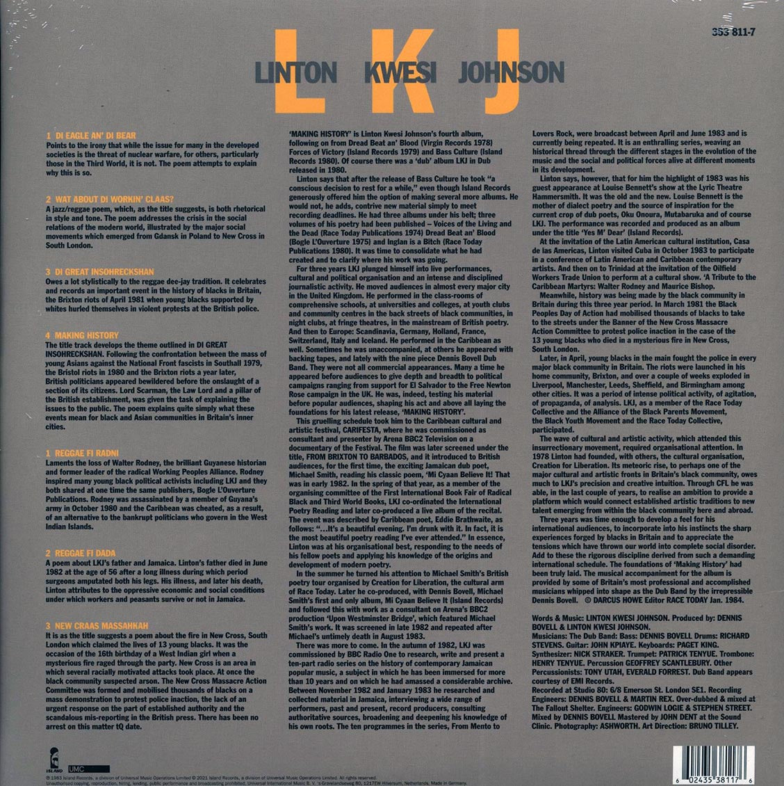 LKJ - Making History (+ 4 bonus tracks) (RSD 2021) (180g) (yellow vinyl) (remastered)