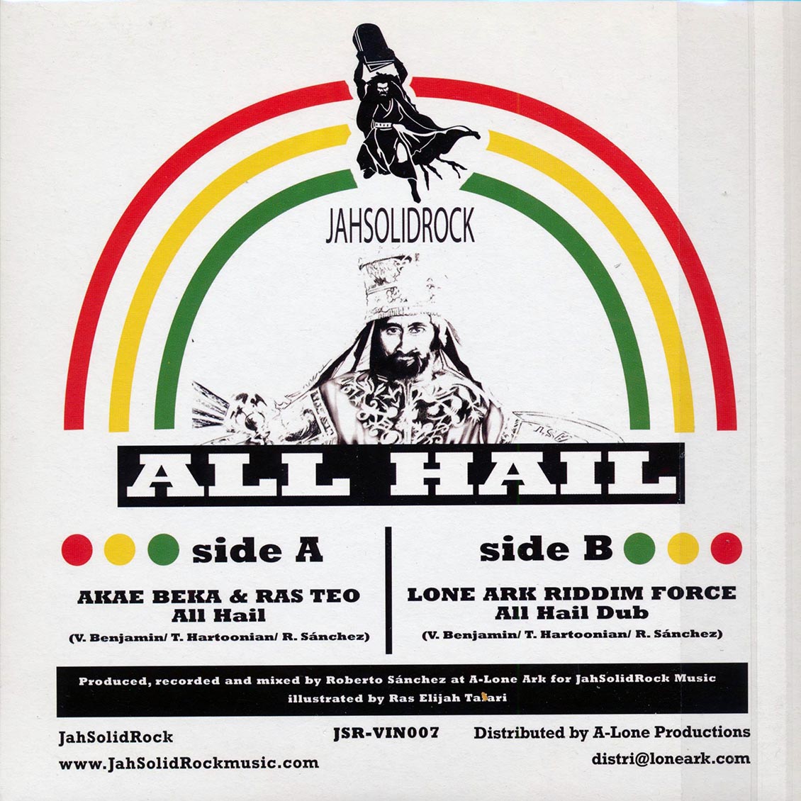 Akae Beka (Vaughn Benjamin/Midnight), Ras Teo - All Hail  /  Lone Ark Riddim Force - All Hail Dub