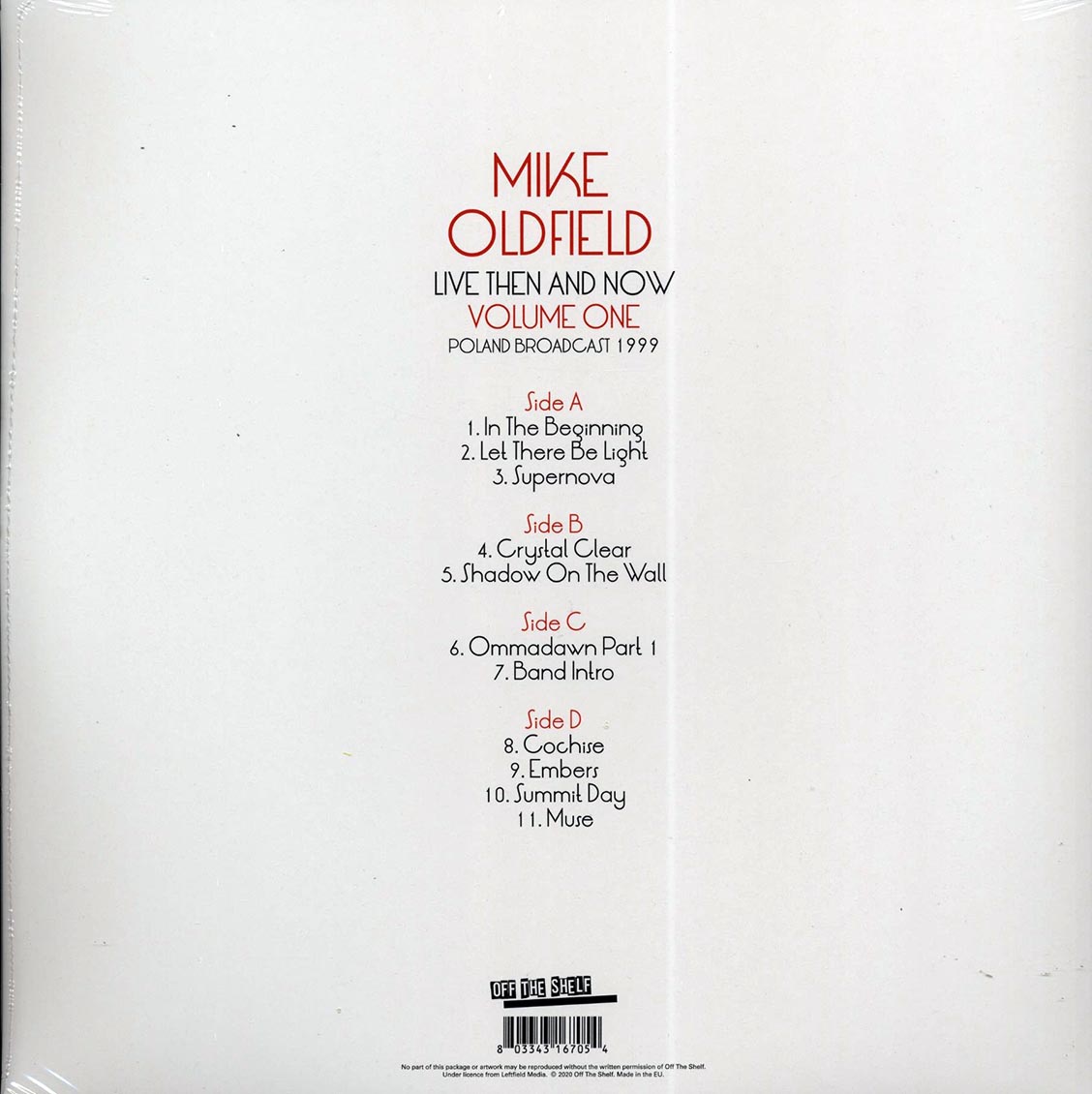 Mike Oldfield - Live Then & Now Volume 1: Poland Broadcast 1999 (2xLP)