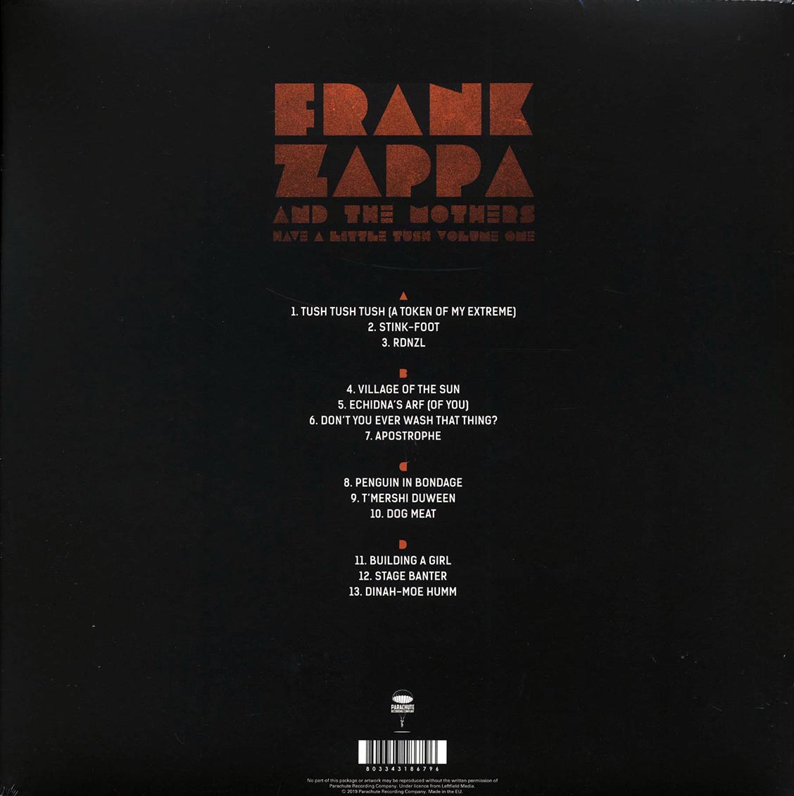 Frank Zappa & The Mothers - Have A Little Tush Volume 1: Michigan State University Broadcast 1974 (2xLP) (clear vinyl)