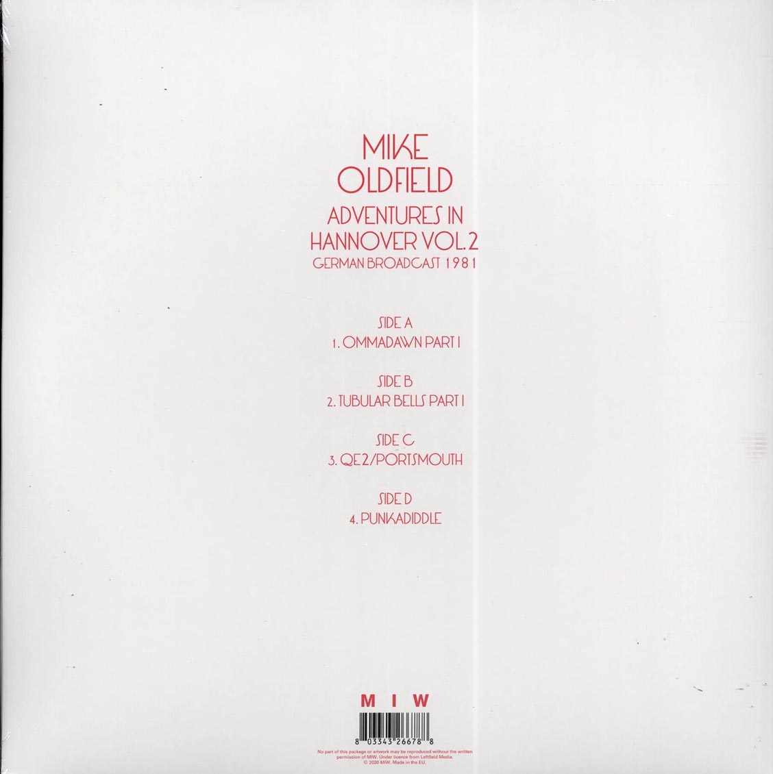 Mike Oldfield - Adventures In Hannover Volume 2: German Broadcast 1981 (2xLP)