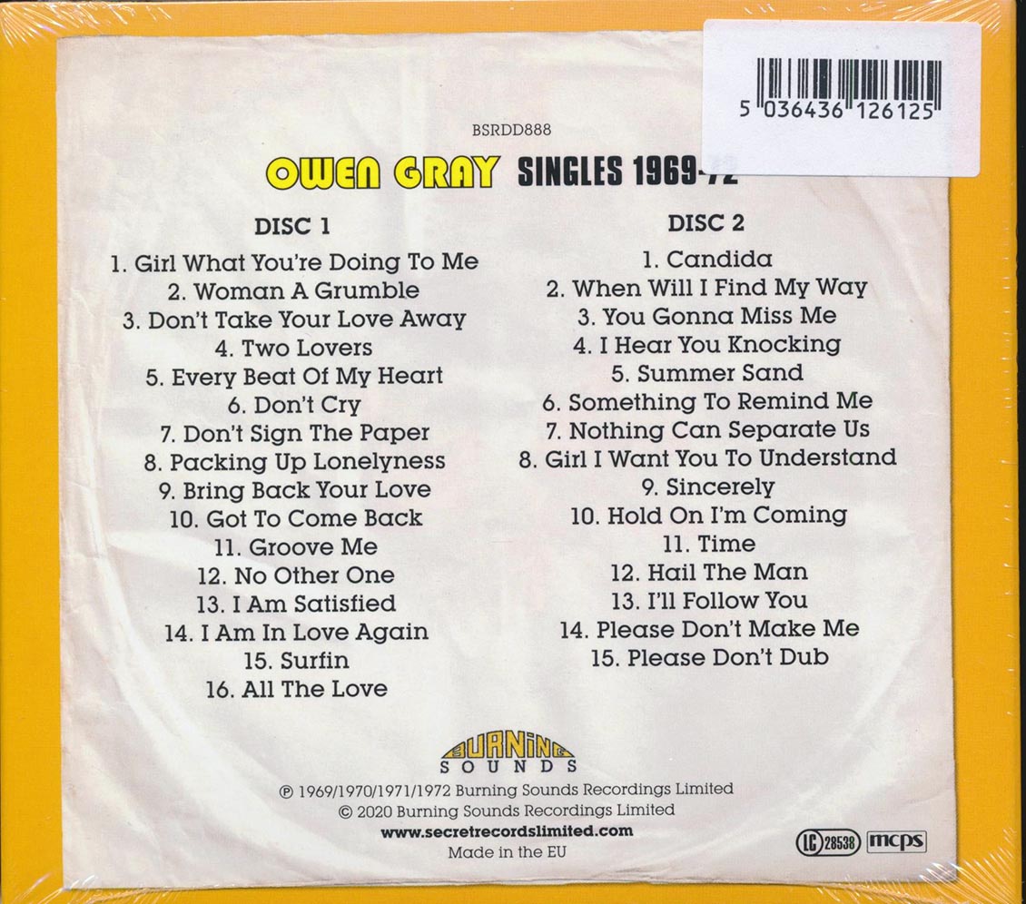 Owen Gray - Singles 1969-72 (31 tracks) (2xCD) (deluxe 3-fold digipak)