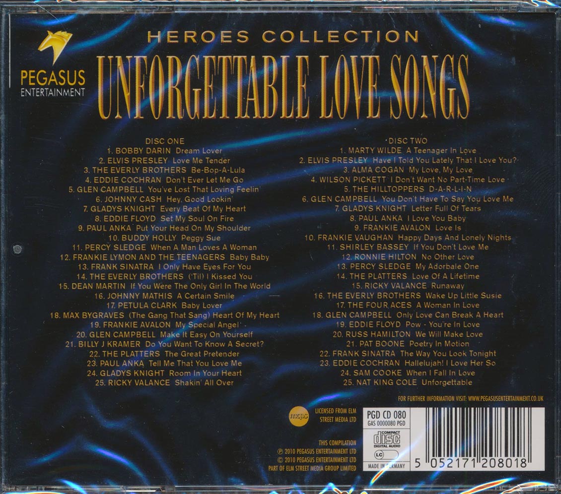 Elvis Presley, Dean Martin, Glen Campbell, Etc. - Unforgettable Love Songs: Heroes Collection (50 tracks) (2xCD)
