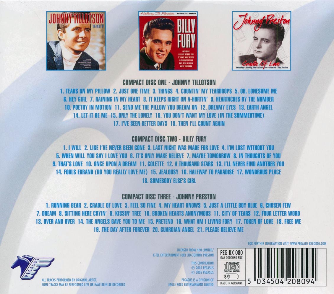 Billy Fury, Johnny Tillotson, Johnny Preston - Teen Idols Of The 60s (57 tracks) (3xCD)