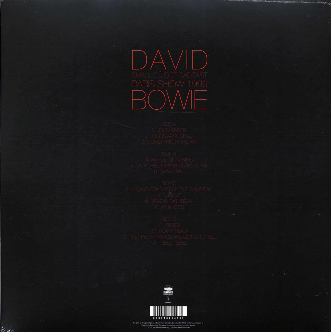 David Bowie - Paris Show 1999: Small Club Broadcast (2xLP)