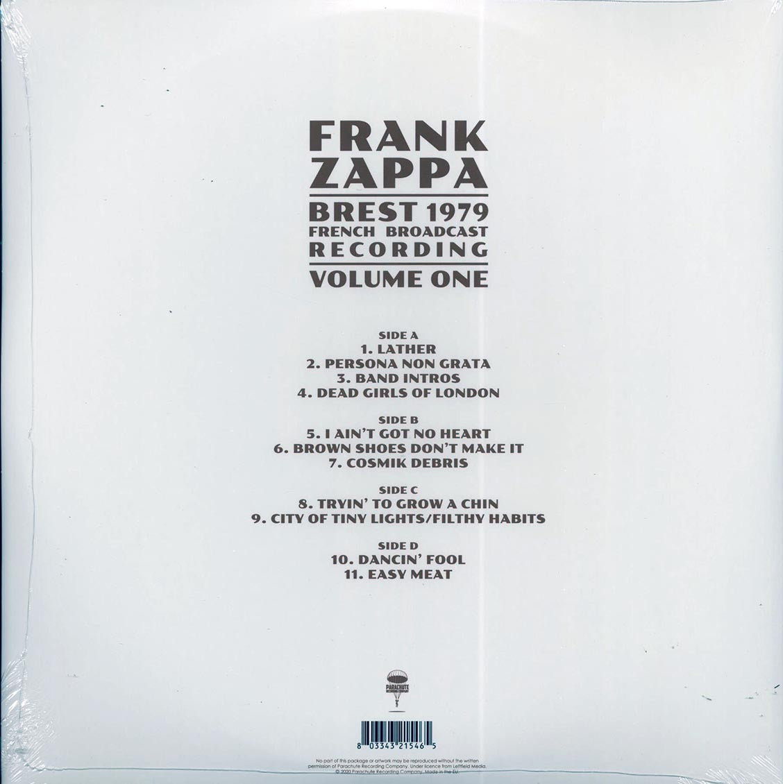 Frank Zappa - Brest 1979 Volume 1: French Broadcast Recording (2xLP)