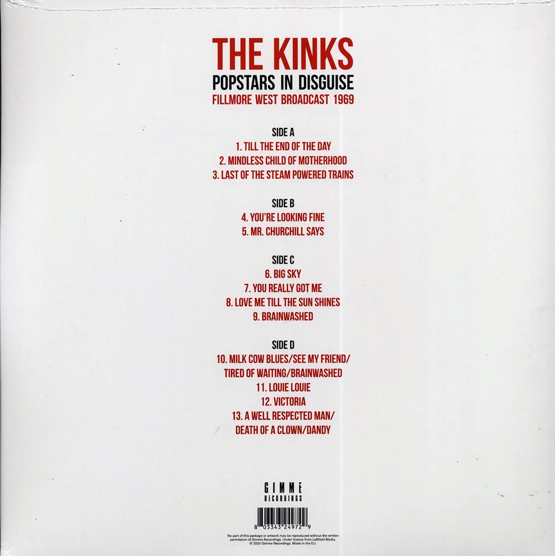 The Kinks - Popstars In Disguise: Fillmore West Broadcast 1969 (2xLP)
