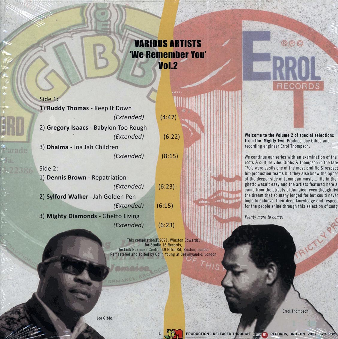 Sylford Walker, Dennis Brown, Dhaima, Gregory Isaacs, Etc. - We Remember You Volume 2: The Mighty Two Joe Gibbs & Errol Thompson