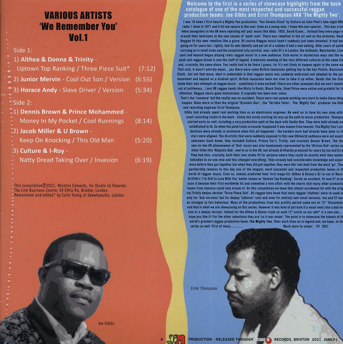 Althea & Donna, Horace Andy, Jacob Miller, Culture, Etc. - We Remember You Volume 1: The Mighty Two Joe Gibbs & Errol Thompson