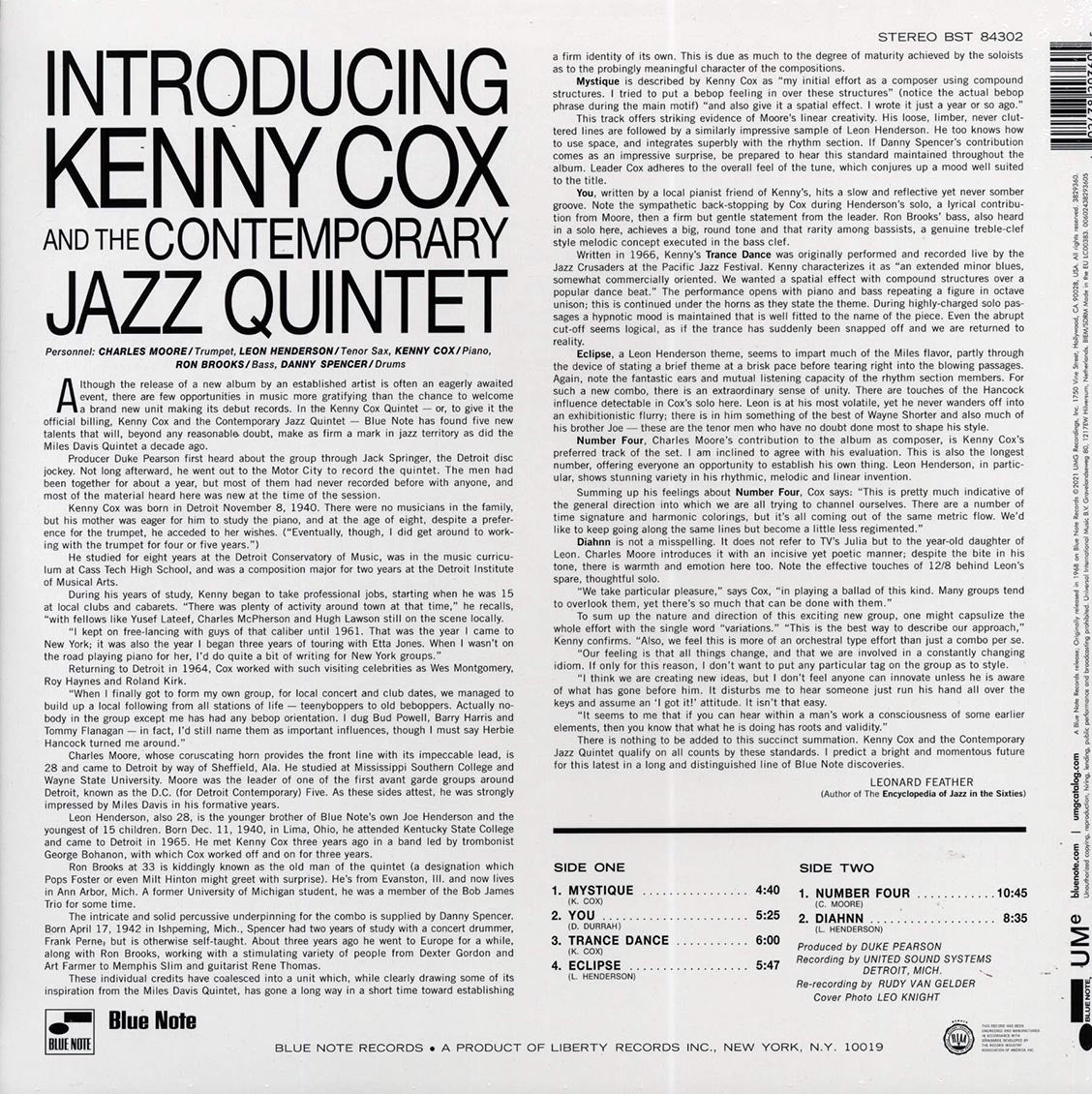 Kenny Cox & The Contempory Jazz Quintet - Introducing Kenny Cox & The Contempory Jazz Quintet (180g) (audiophile)