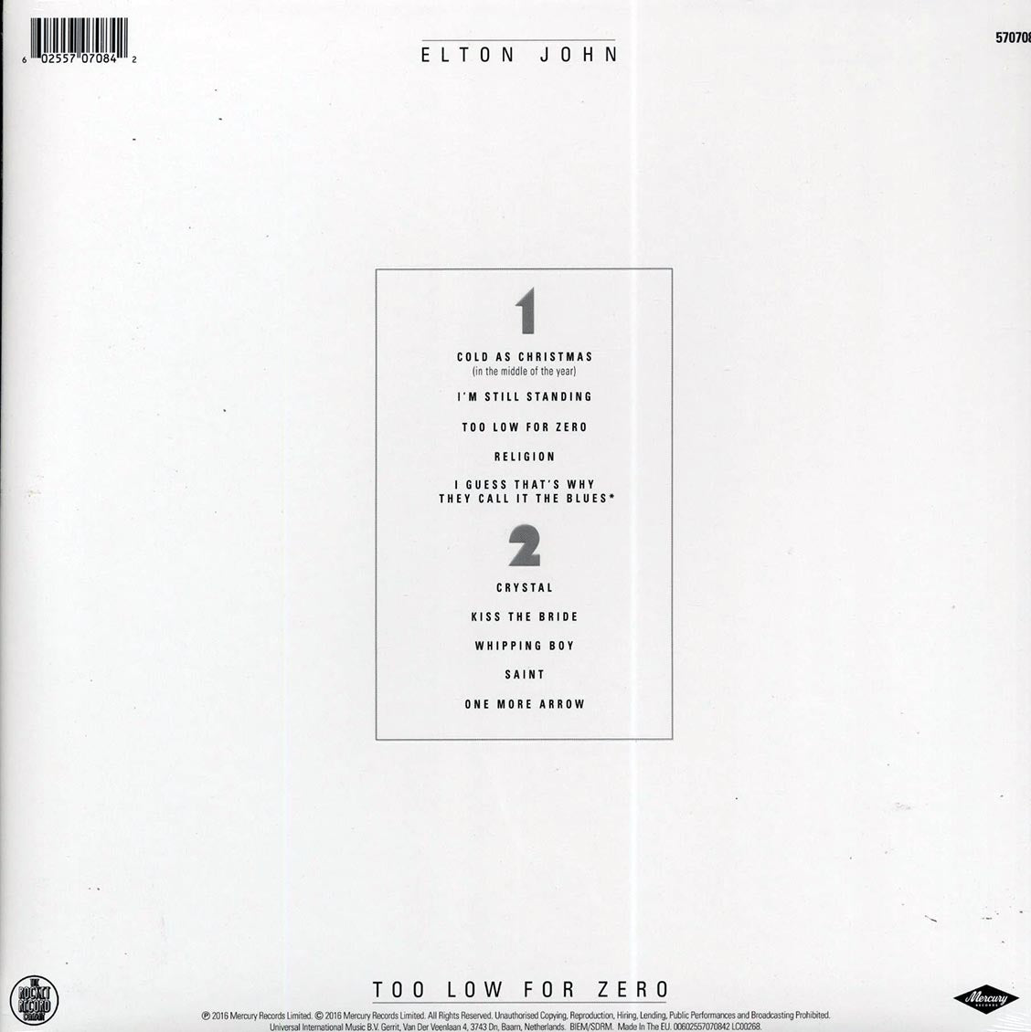 Elton John - Too Low For Zero (die-cut jacket) (incl. mp3) (180g)