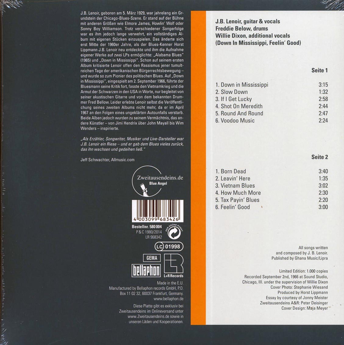 JB Lenoir - Down In Mississippi (ltd. ed.) (180g)