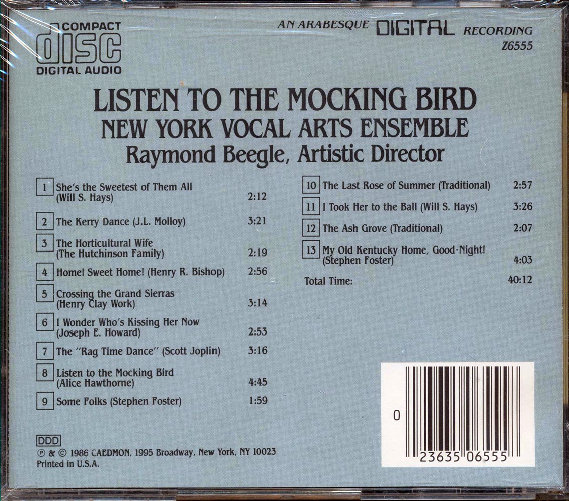 New York Vocal Arts Essemble  - Listen To The Mockingbird Bird