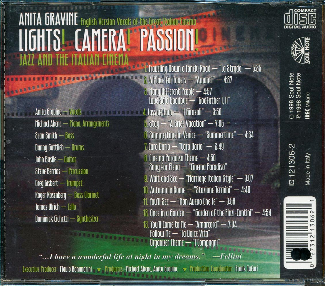 Anita Gravine - Lights! Camera! Passion!: Jazz And The Italian Cinema (marked/ltd stock)