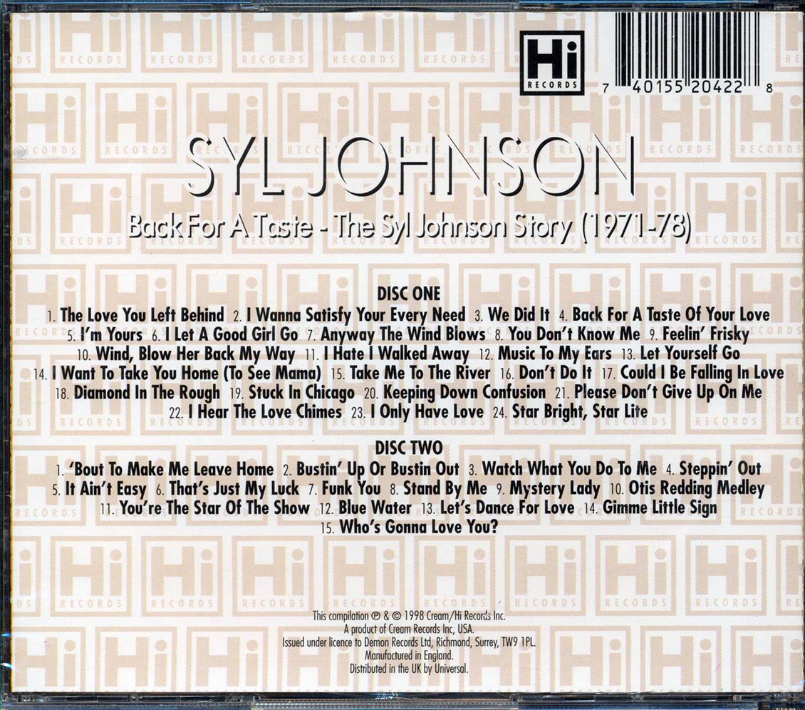 Syl Johnson  - Back For A Taste: The Syl Johnson Story 1971 To 1978