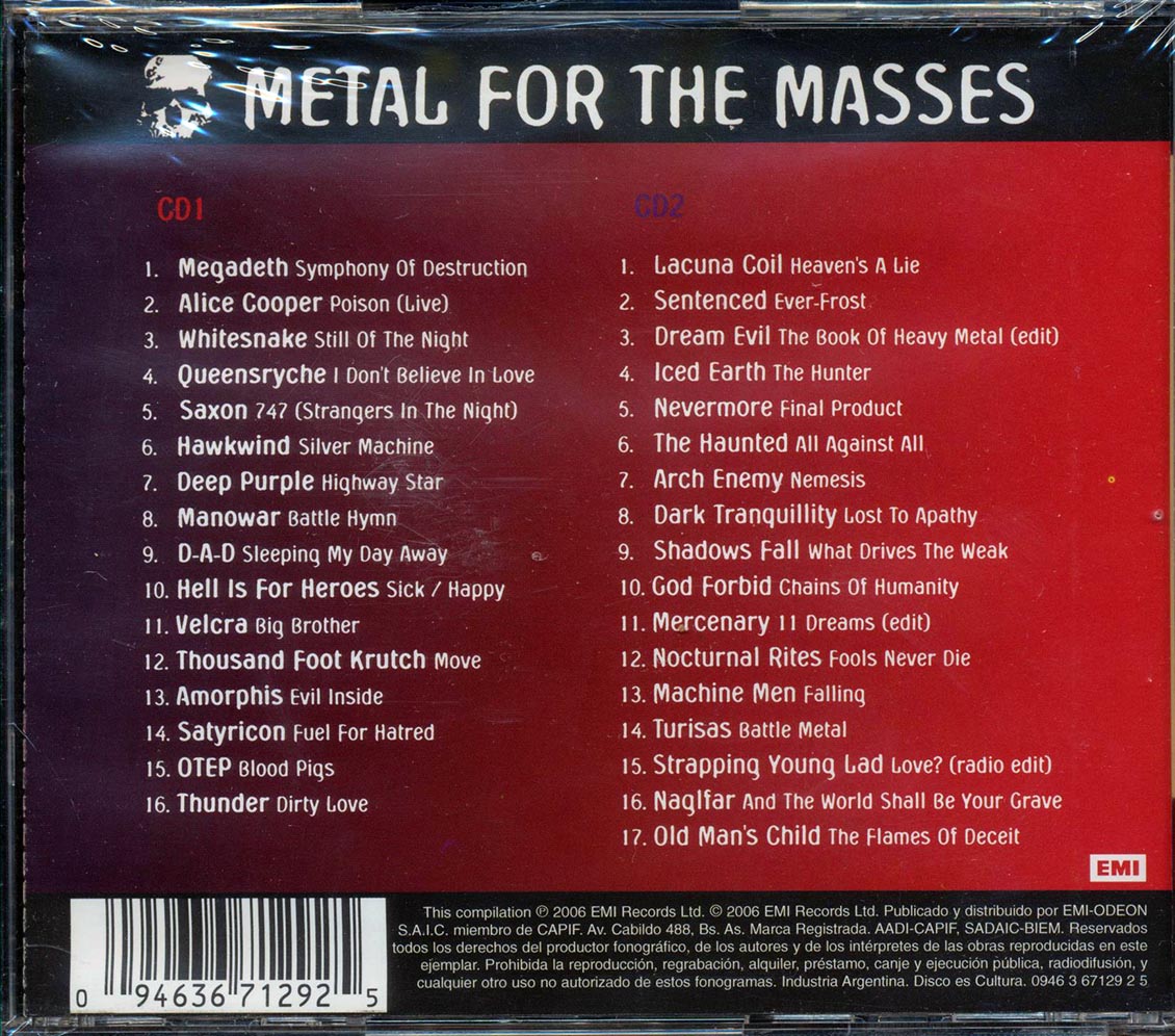 Megadeth, Alice Cooper, Whitesnake, Etc. - Metal For The Masses (33 tracks) (2xCD)