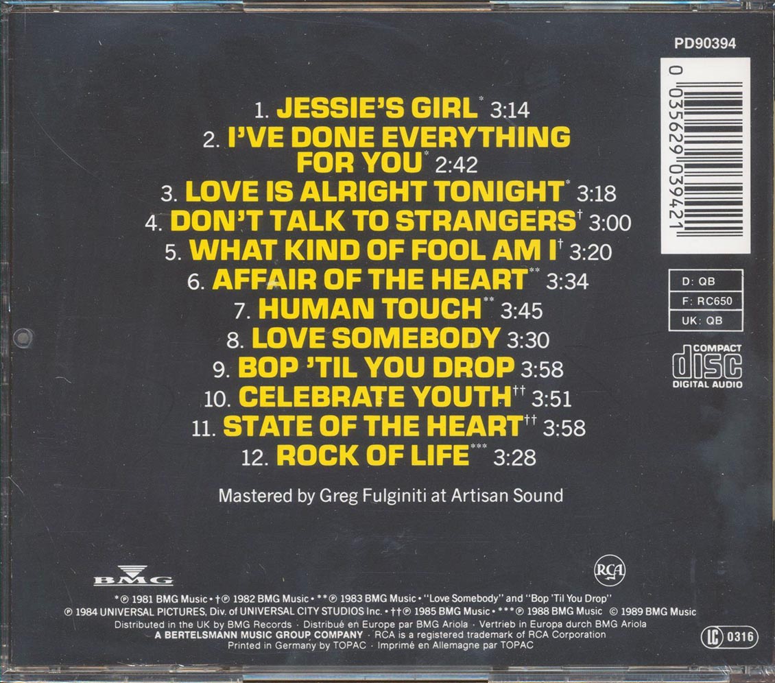 Rick Springfield  - Rick Springfield's Greatest Hits