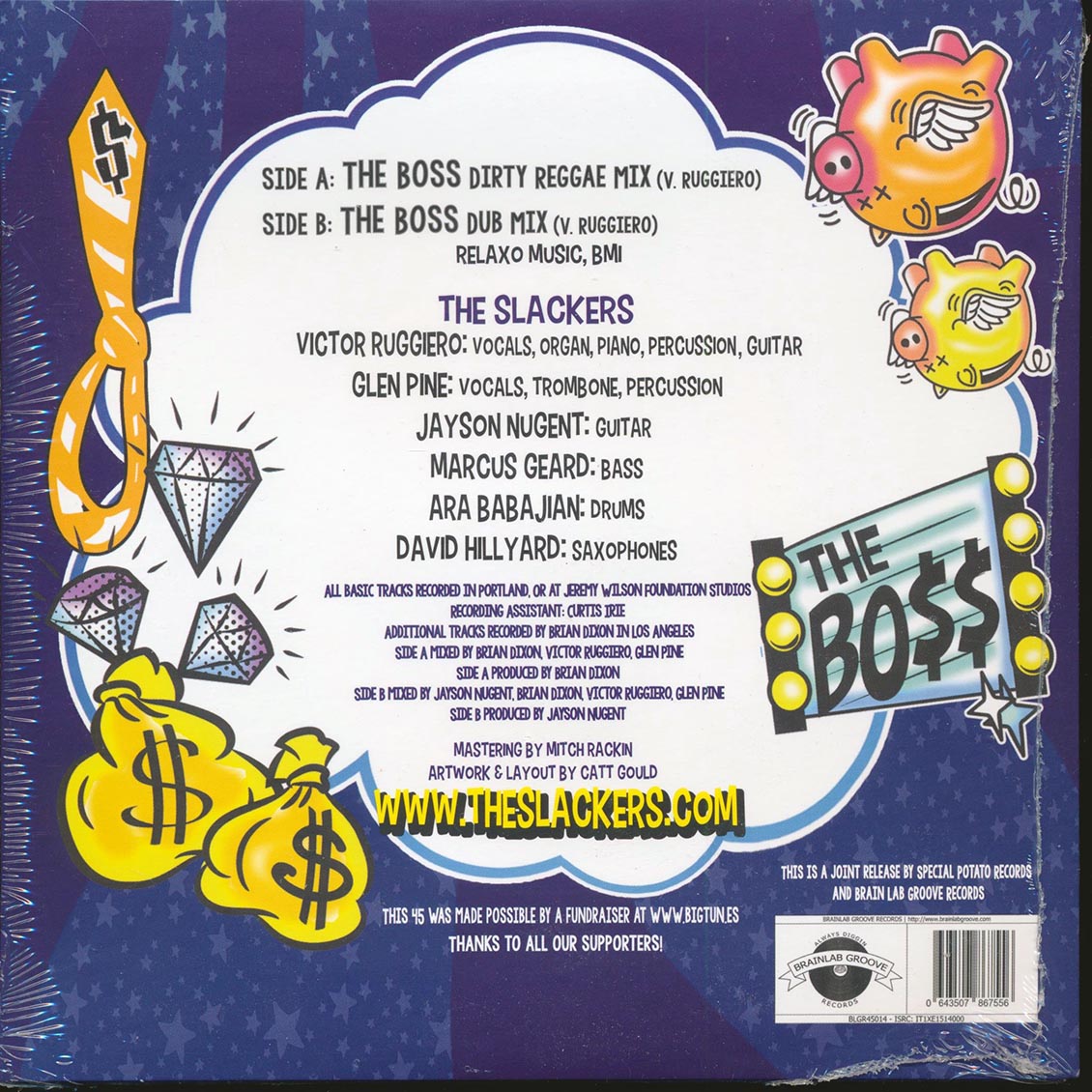 The Slackers - The Boss (dirty Reggae Mix)  /  The Slackers - The Boss (Dub Mix) (blue vinyl)