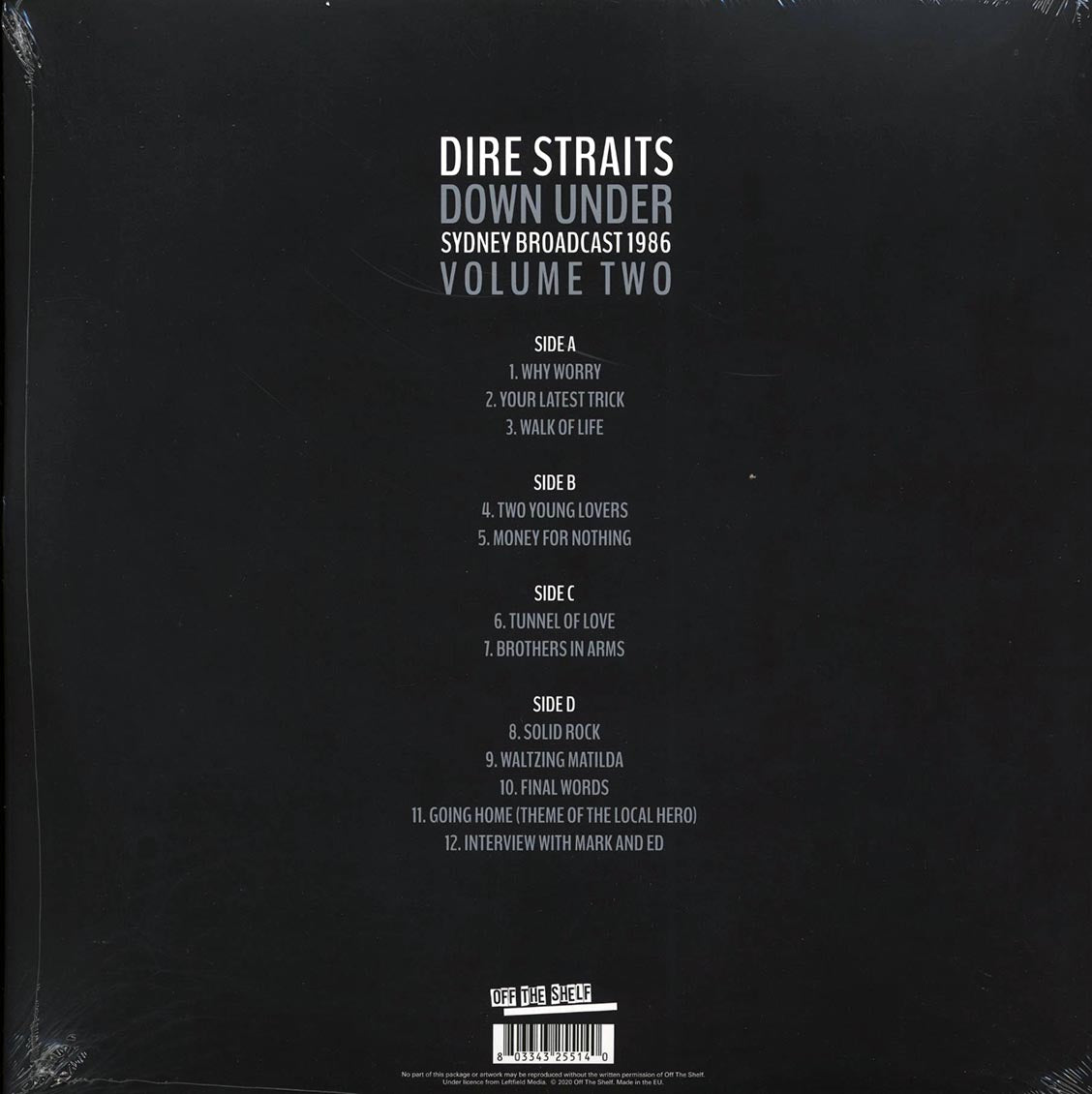 Dire Straits - Down Under Volume 2: Sydney Broadcast 1986 (2xLP)