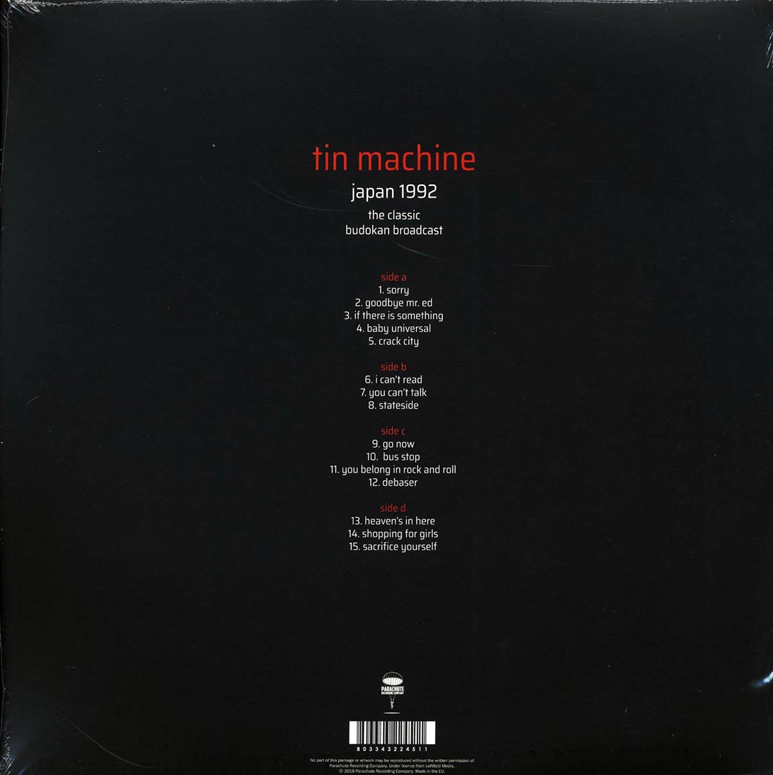 David Bowie, Tin Machine - Japan 1992: The Classic Budokan Broadcast (2xLP)