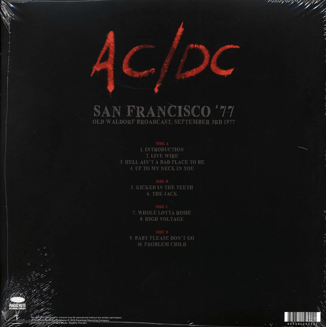 AC/DC - San Francisco '77: Old Waldorf Broadcast, September 3rd 1977 (2xLP)