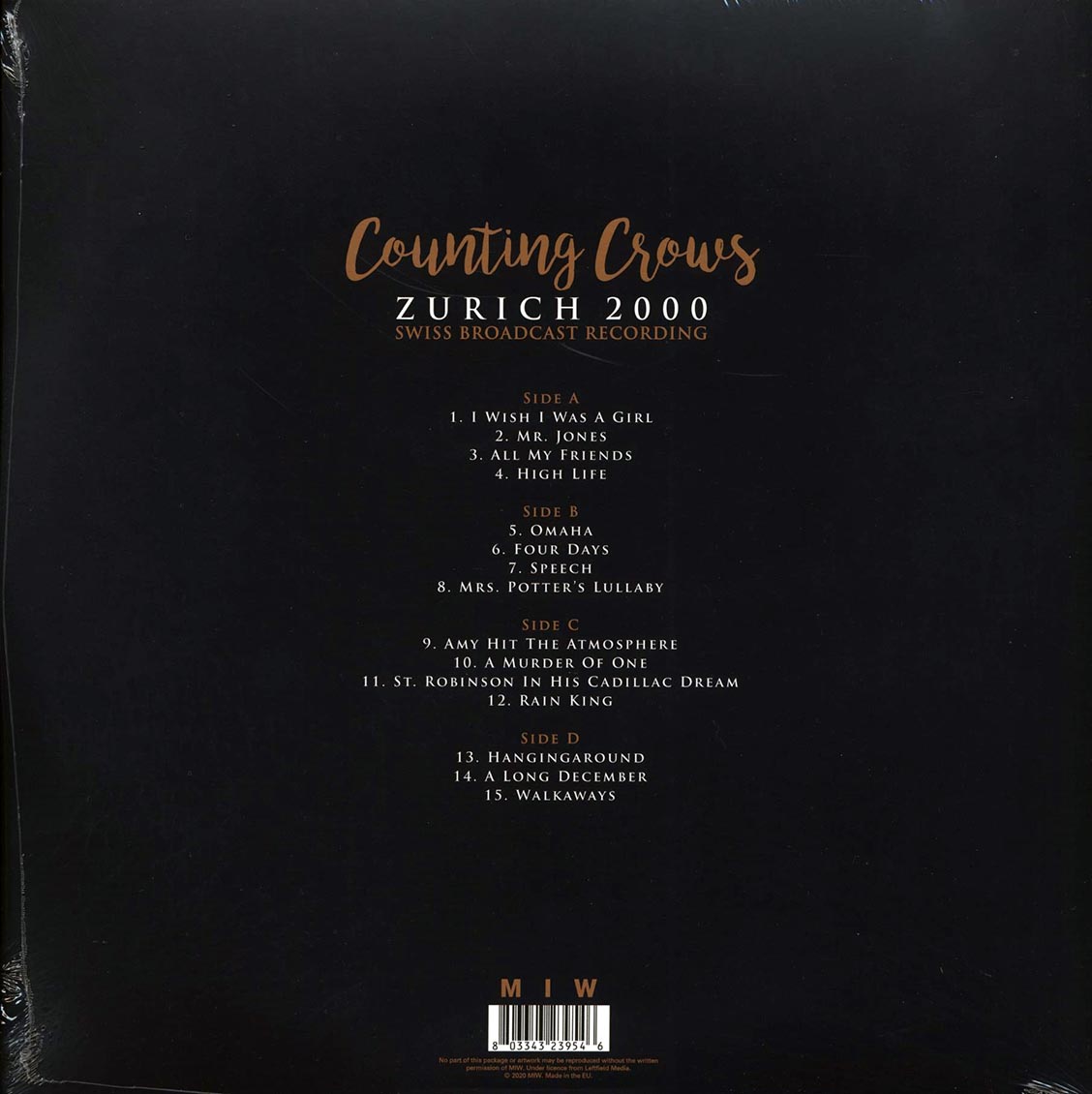 Counting Crows - Zurich 2000: Swiss Broadcast Recording (2xLP)