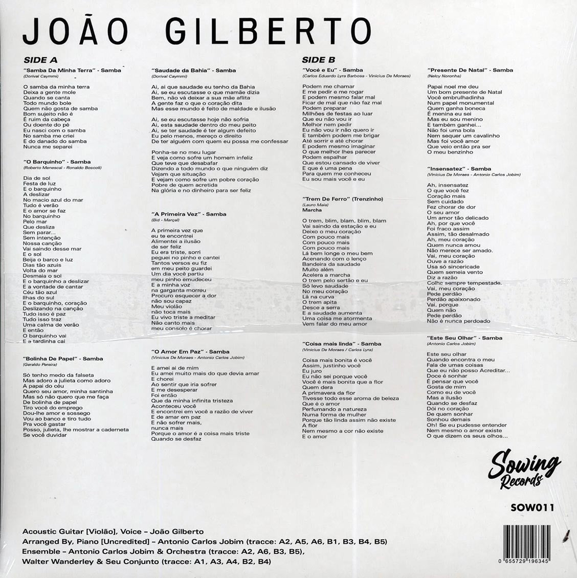 Joao Gilberto - Joao Gilberto (ltd. 300 copies made) (clear vinyl)