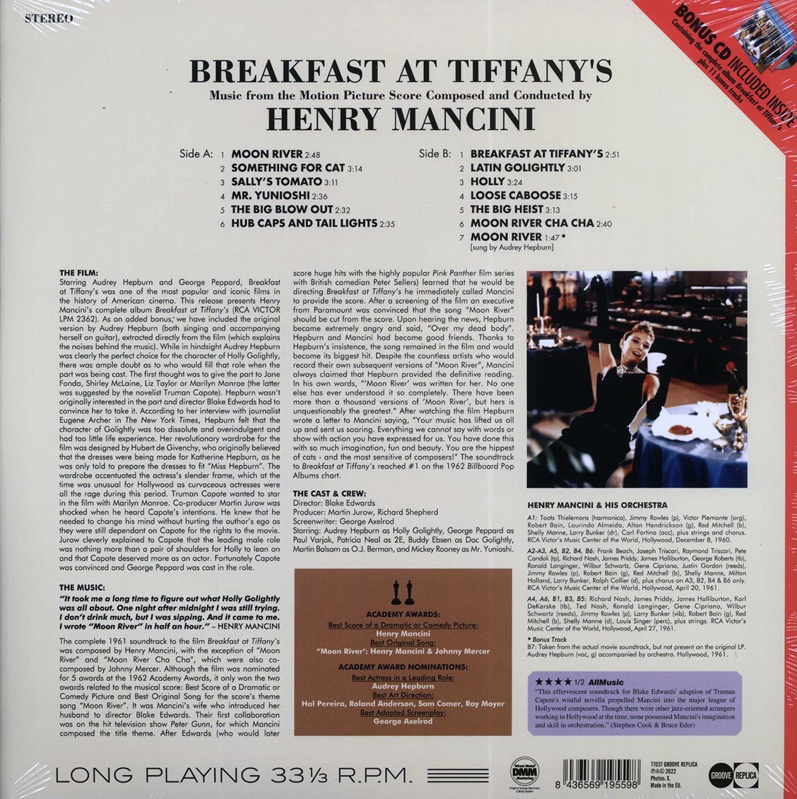 Henry Mancini - Breakfast At Tiffany's: Music From The Motion Picture Score (+11 bonus tracks) (ltd. ed.) (180g) (incl. CD)