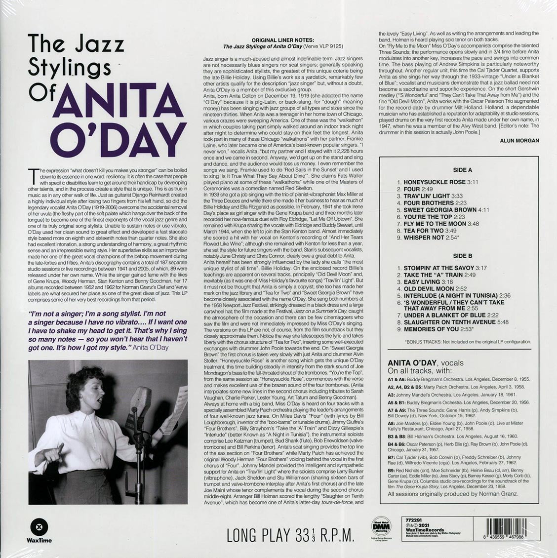 Anita O'day - The Jazz Stylings Of Anita O'day (+ 3 bonus tracks) (180g)