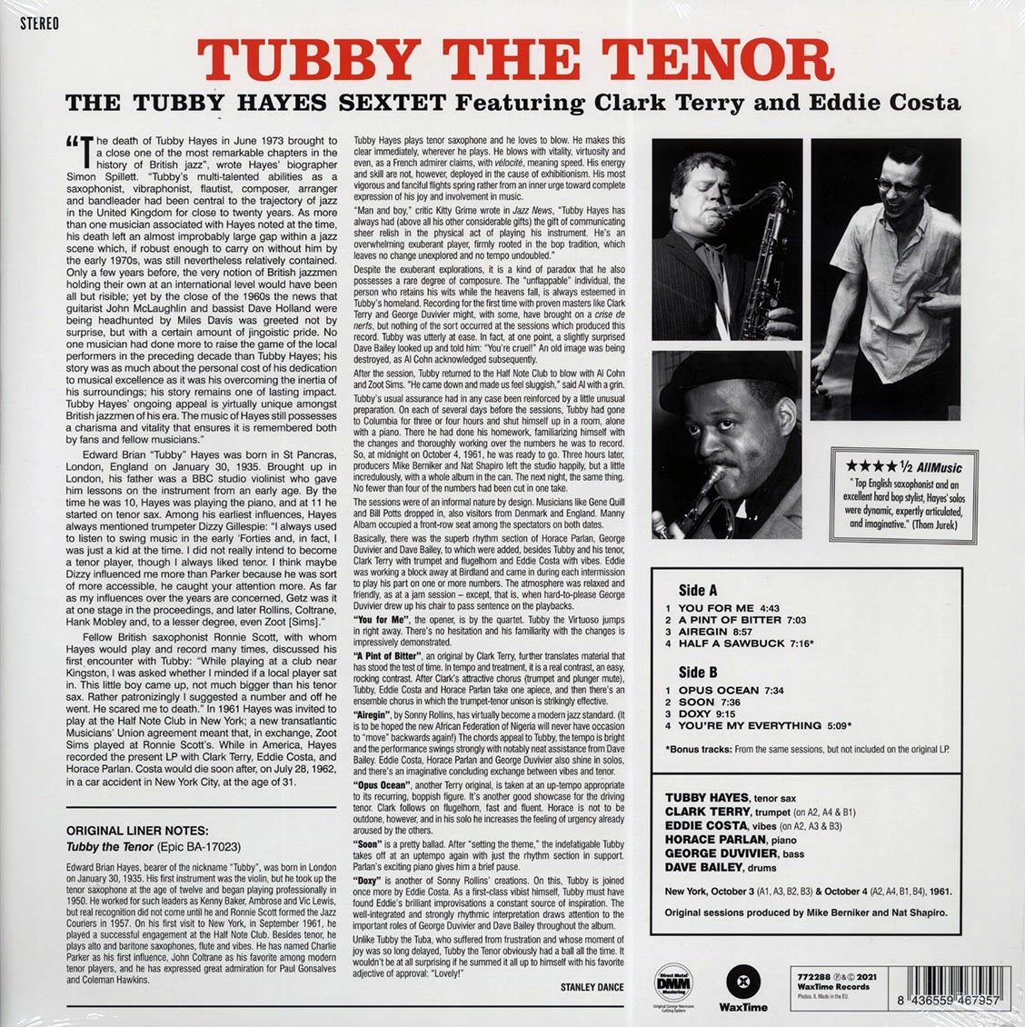 The Tubby Hayes Sextet - Tubby The Tenor (+ 3 bonus tracks) (DMM) (ltd. ed.) (180g)