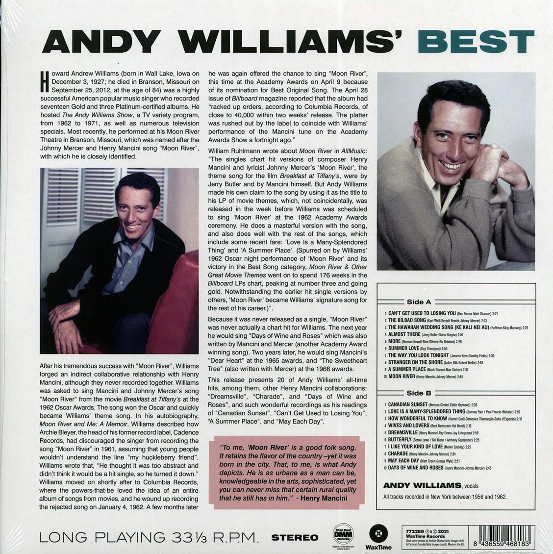 Andy Williams - Andy's Best (20 tracks) (DMM) (ltd. ed.) (180g)