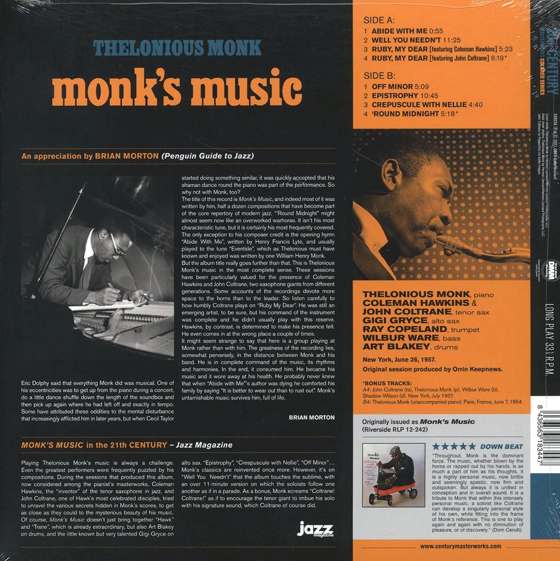 Thelonious Monk - Monk's Music (+ 3 bonus tracks) (DMM) (ltd. ed.) (180g) (blue vinyl)
