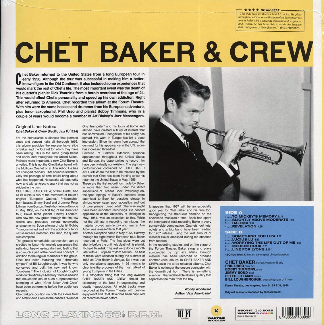 Chet Baker - Chet Baker & Crew (+ 2 bonus tracks) (ltd. ed.) (180g) (yellow vinyl)