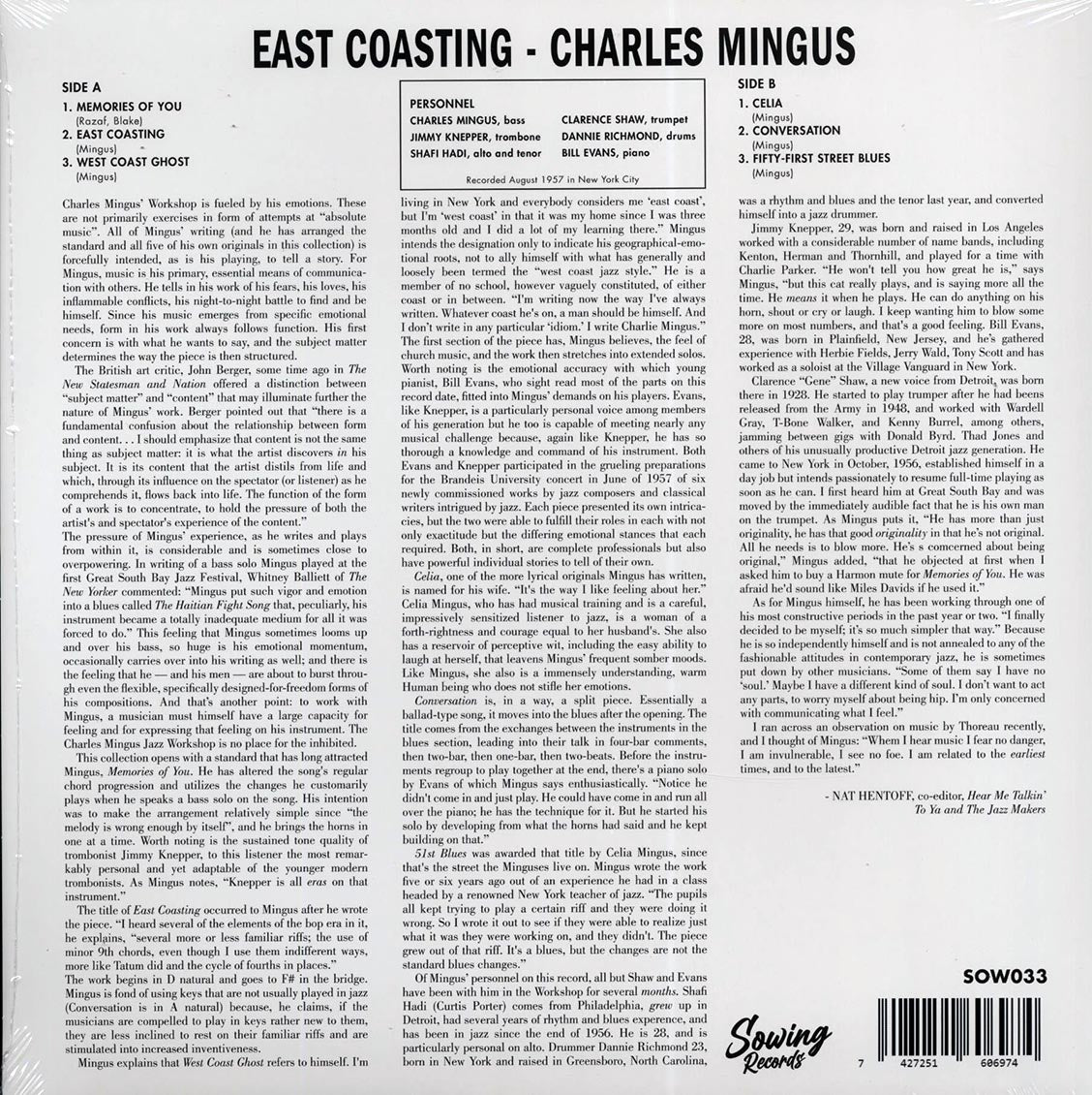 Charles Mingus - East Coasting (ltd. ed.) (clear vinyl)