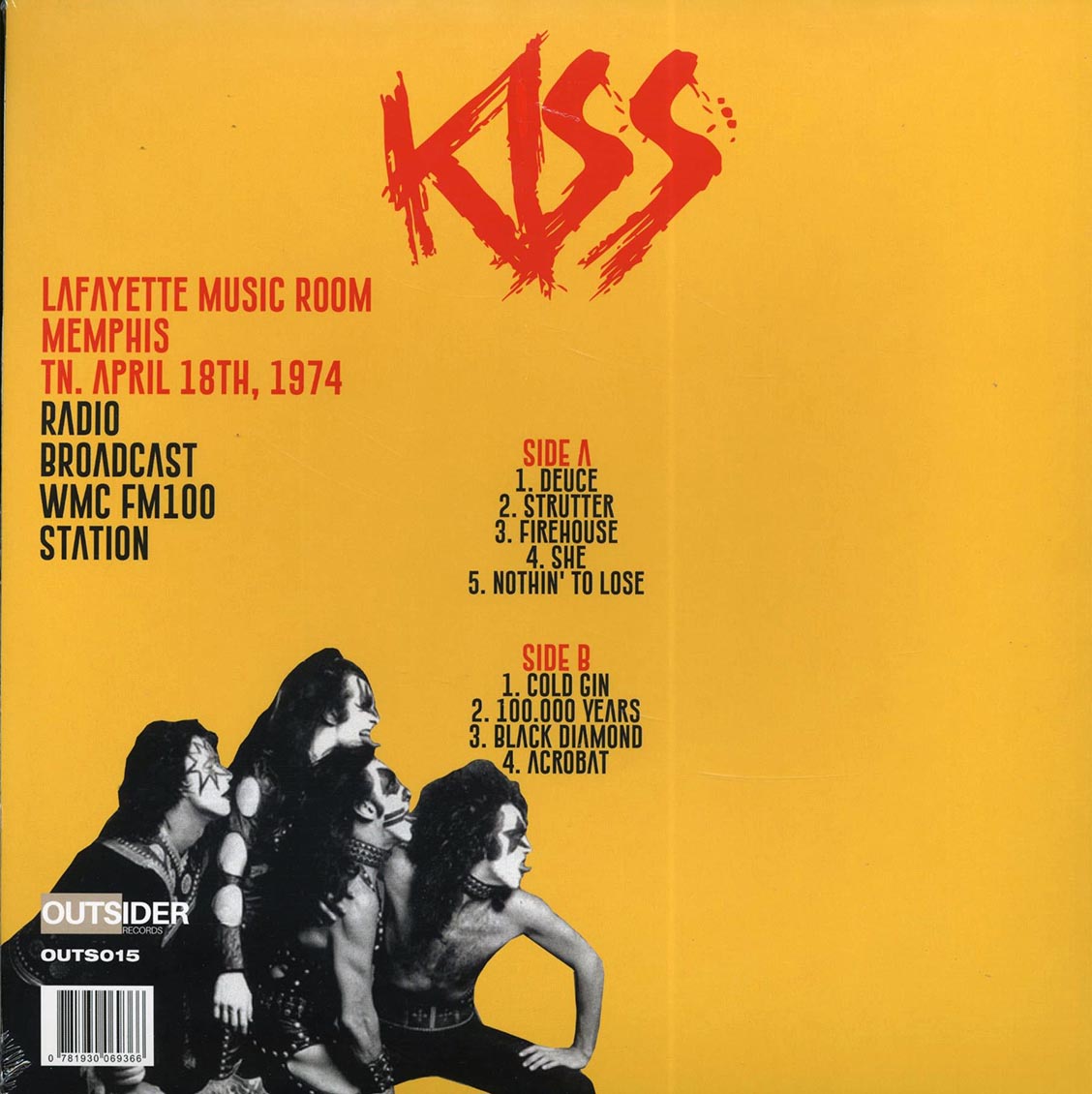 Kiss - Lafayette Music Room, Memphis TN April 18th, 1974 FM Broadcast (ltd. 500 copies made) (clear vinyl)