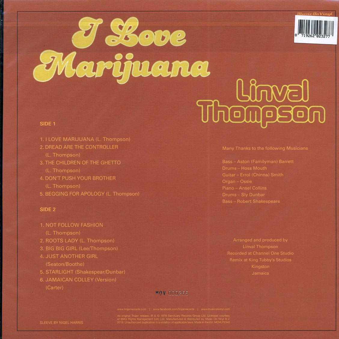 Linval Thompson - I Love Marijuana (ltd. 750 copies made) (180g) (green vinyl) (audiophile)