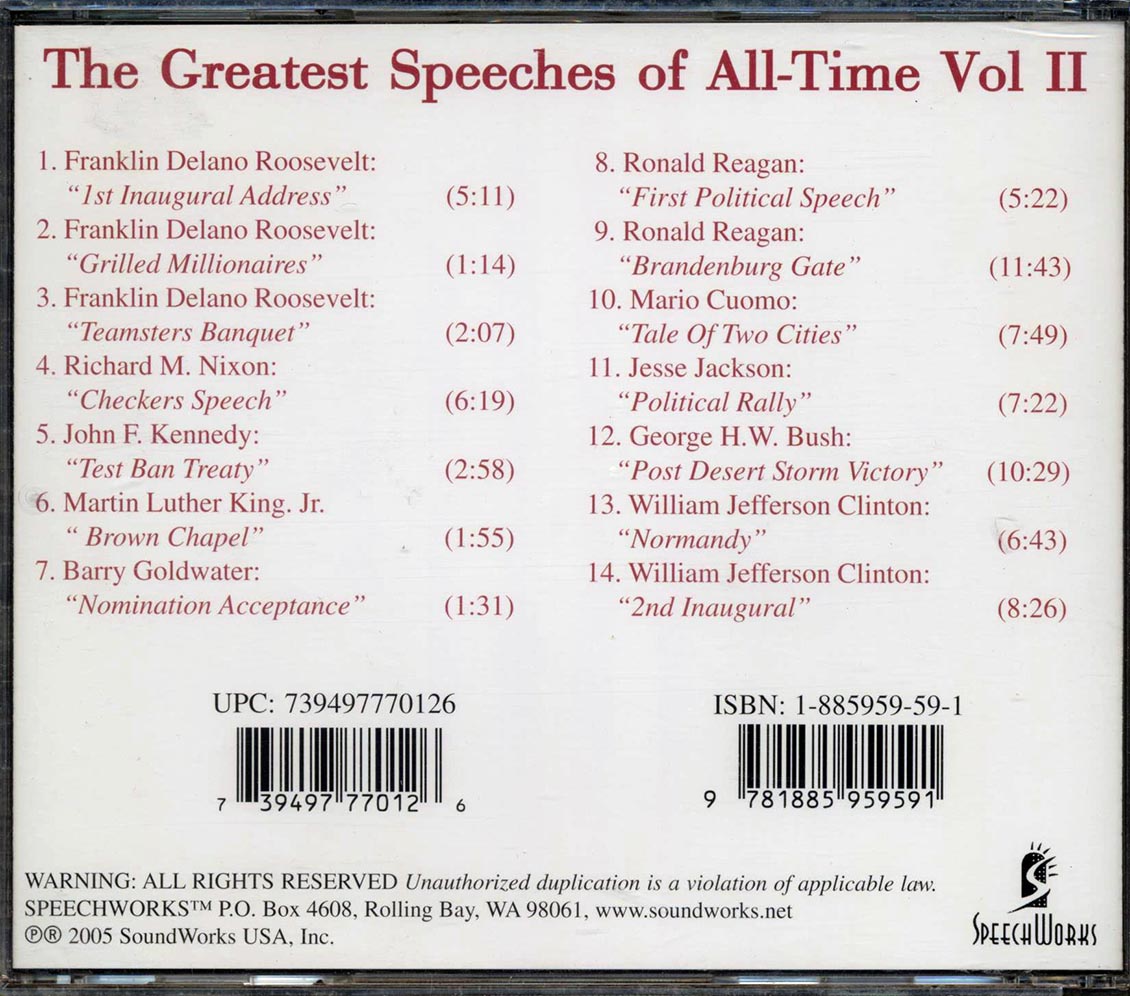 Franklin D Roosevelt, Ronald Reagan, John F Kennedy, Etc. - The Greatest Speeches Of All-Time Volume 2