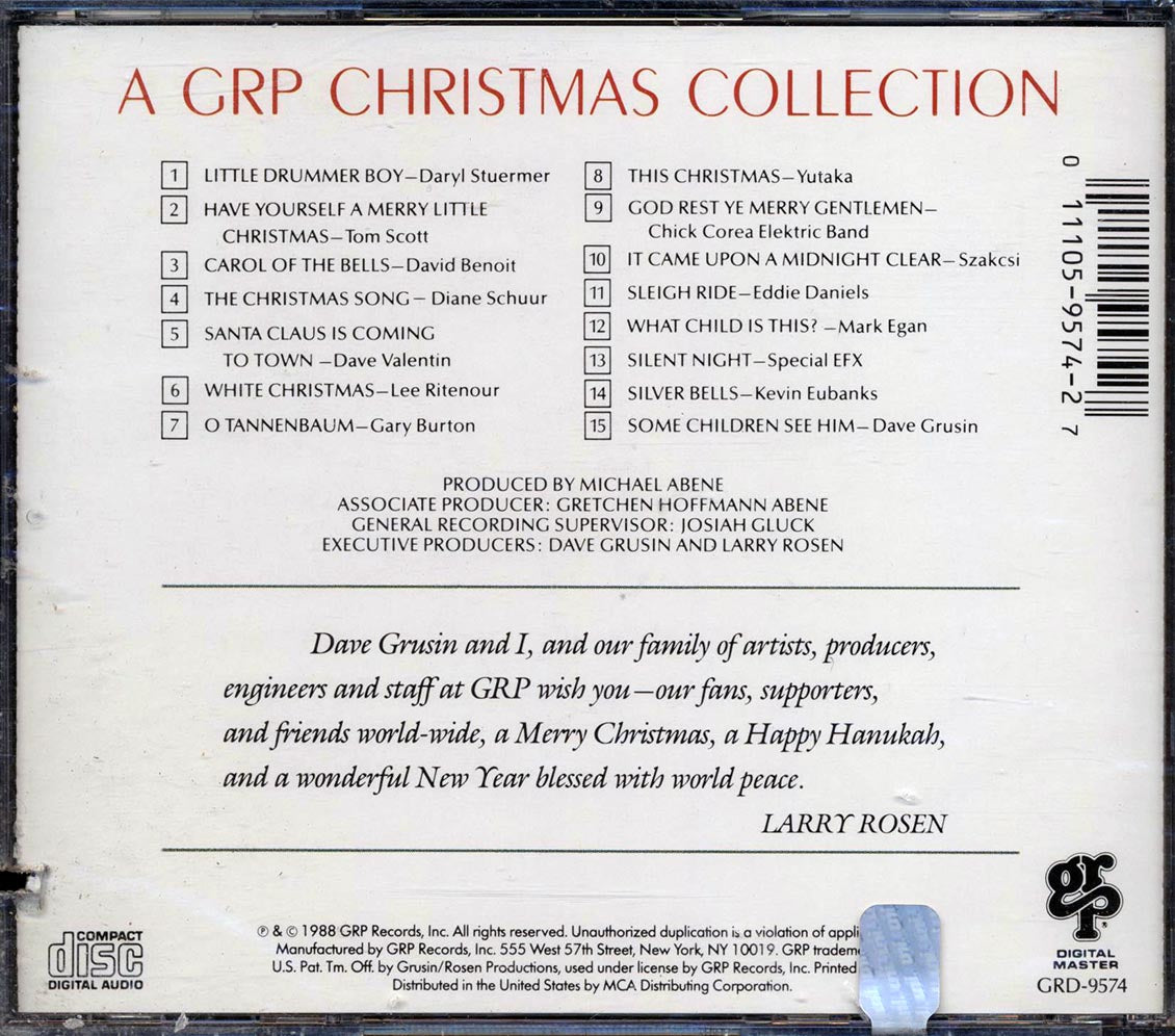 Daryl Stuermer, Tom Scott, David Benoit, Etc. - A GRP Christmas Collection (marked/ltd stock)