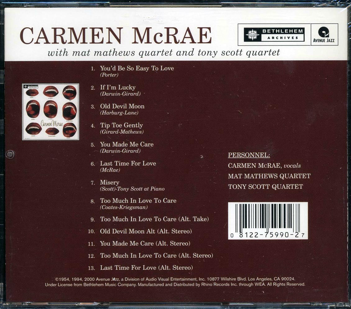 Carmen McRae, Mat Mathews Quartet, Tony Scott Quartet - Carmen McRae