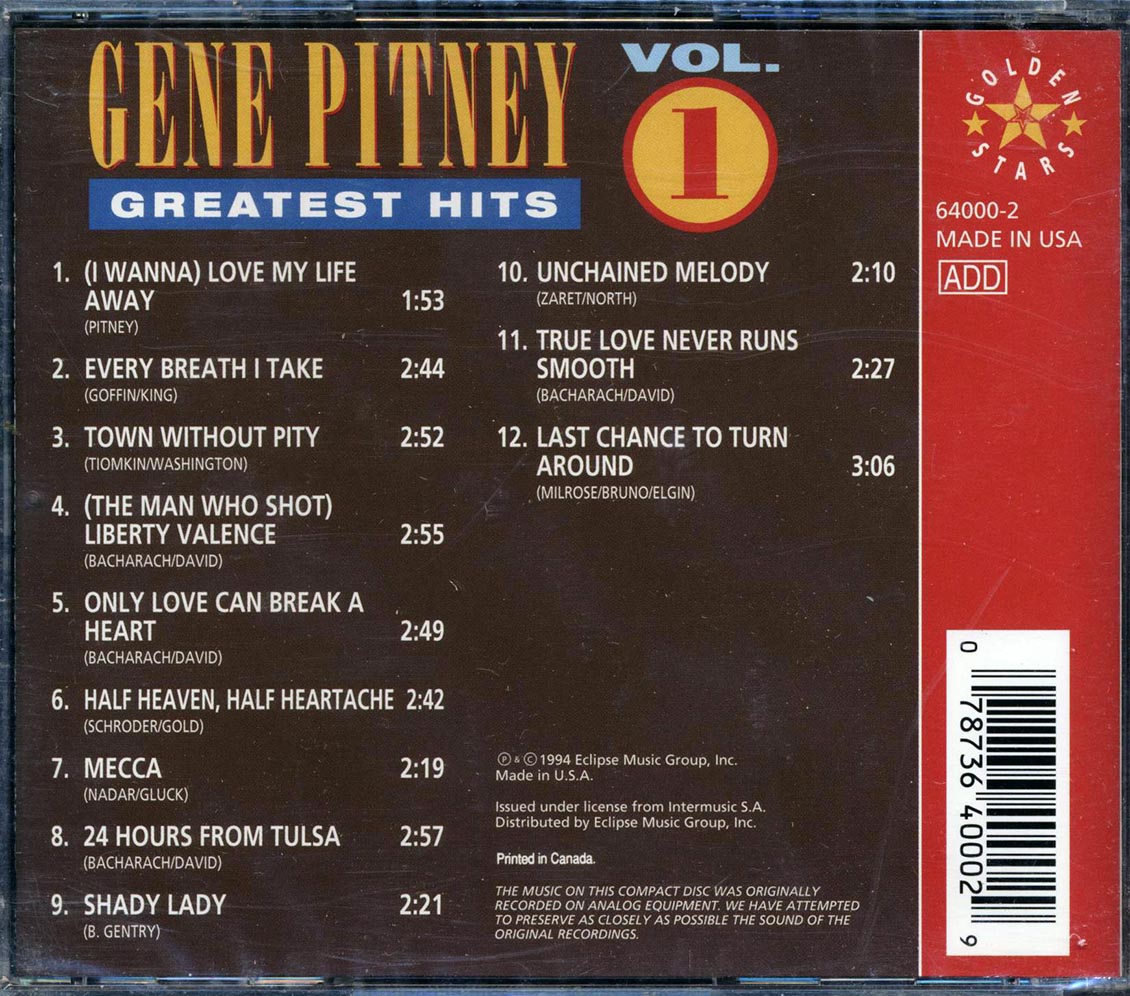 Gene Pitney - Greatest Hits Volume 1