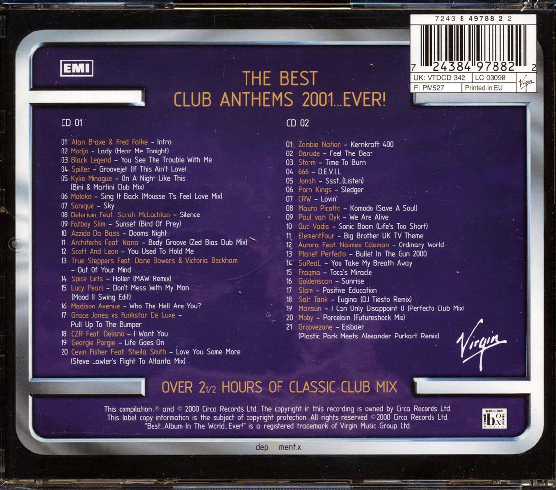 Kylie Minogue, Moloko, Sonique, Etc. - The Best Club Anthems 2001 Ever (41 tracks) (2xCD)
