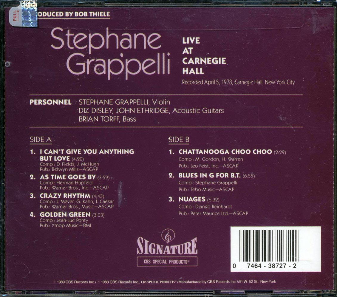 Stephane Grappelli - Live At Carnegie Hall