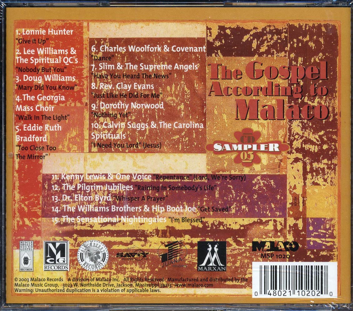 Lonnie Hunter, Douglas Williams, Georgia Mass Choir, Etc. - The Gospel According To Malaco: CD Sampler 03