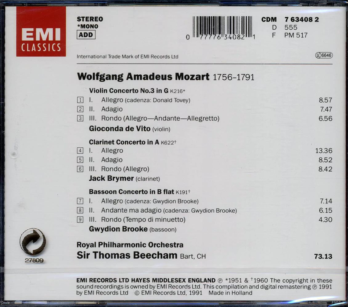 Mozart, Royal Philharmonic Orchestra, Sir Thomas Beecham - Mozart: Concertos