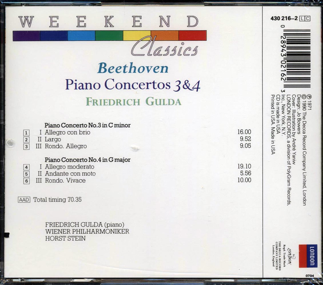 Beethoven, Friedrich Gulda - Piano Concertos 3 & 4 (marked/ltd stock)