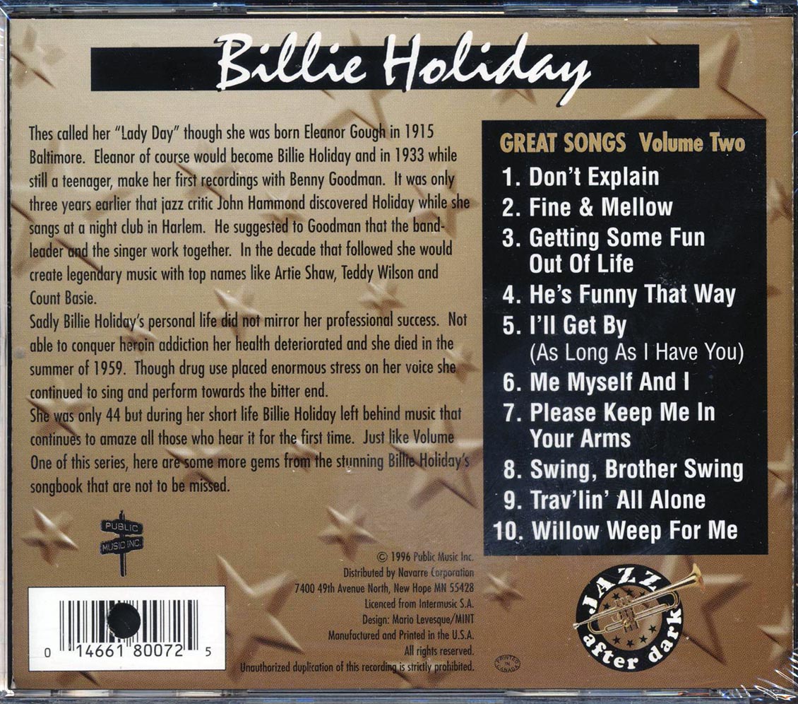 Billie Holiday - Jazz After Dark: Great Songs Volume 2 (marked/ltd stock)