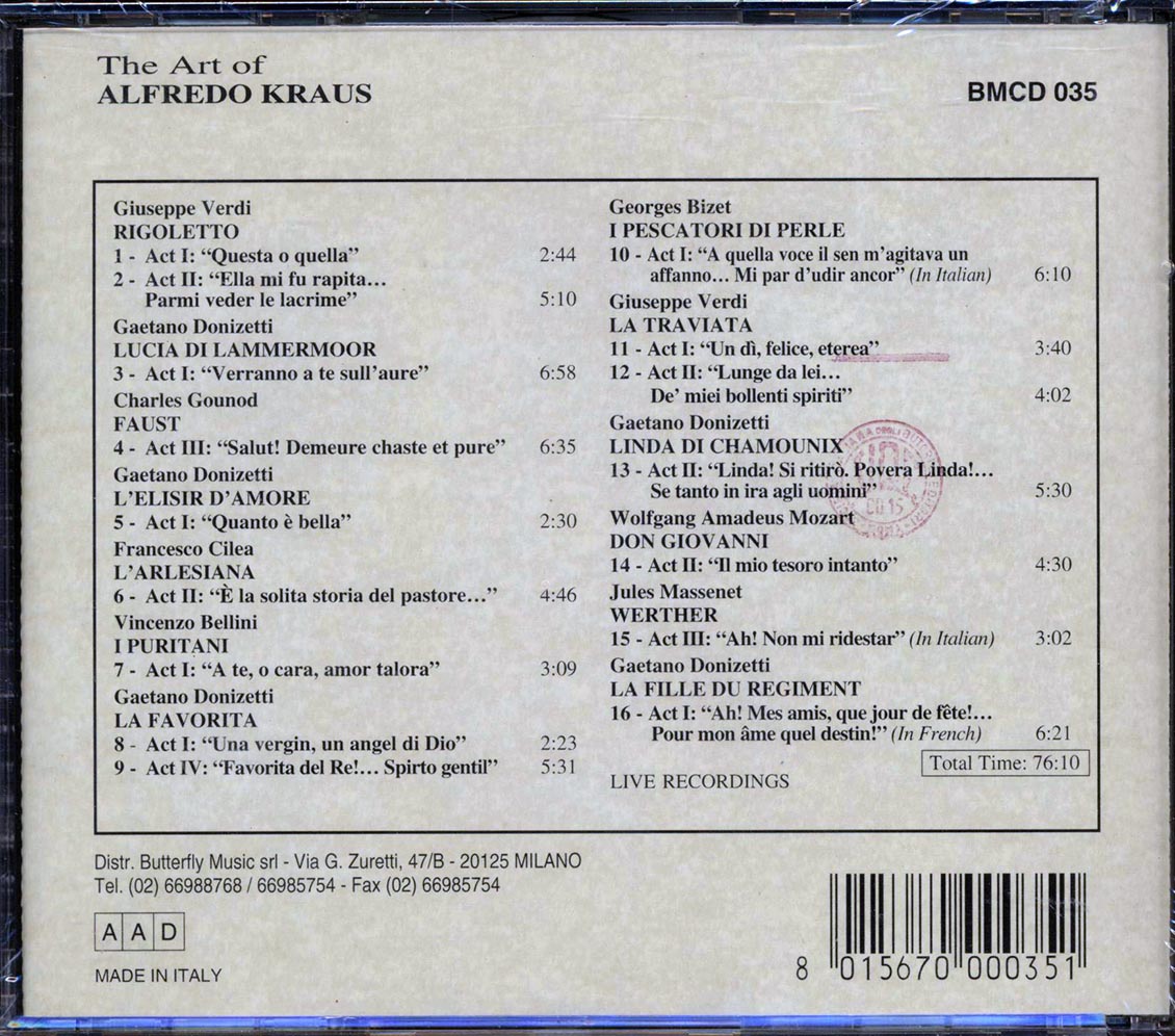 Alfredo Kraus - The Art Of Alfredo Kraus